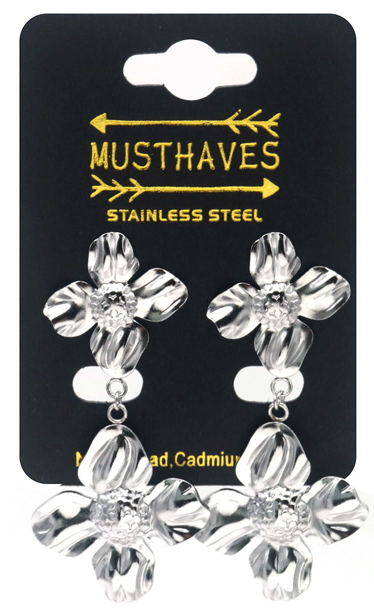 E-A19.3 E2583-077S S. Steel Earrings Flowers 5cm
