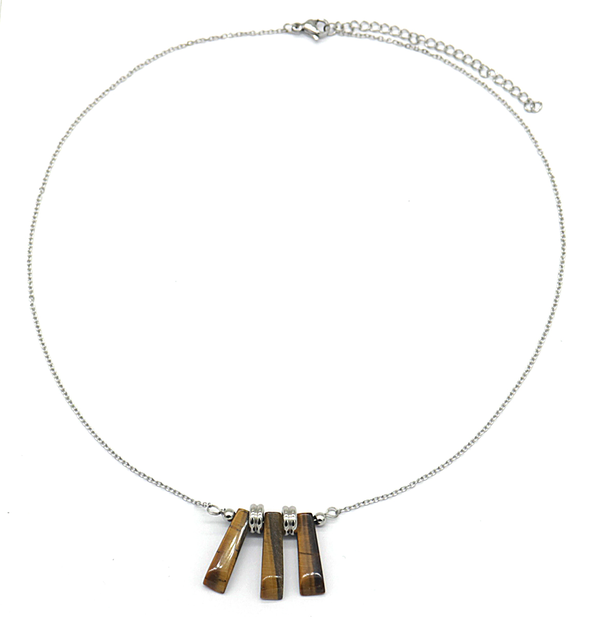 A-A2.1 N031-021S S. Steel Necklace 2cm Tigers Eye