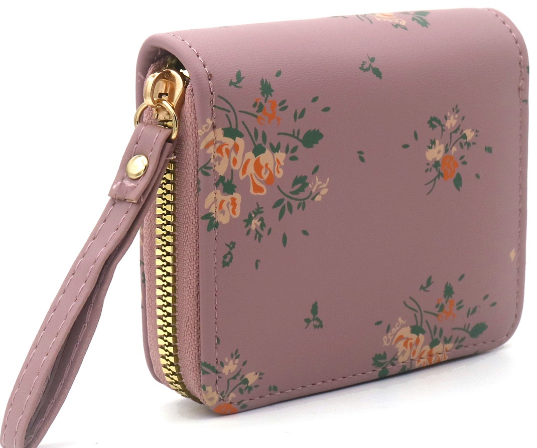 X-L10.2 WA1121-001-5 PU Wallet Flowers 11x9x2.5cm Purple