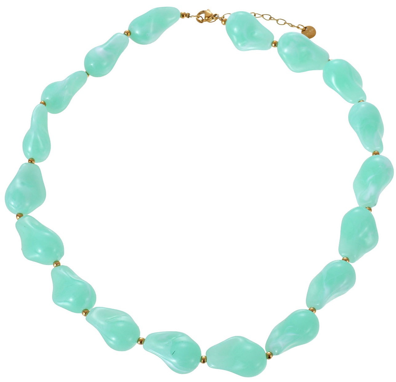 C-D21.1  N1144-023-3 S. Steel Necklace Acrylic Beads - 40-45cm Green