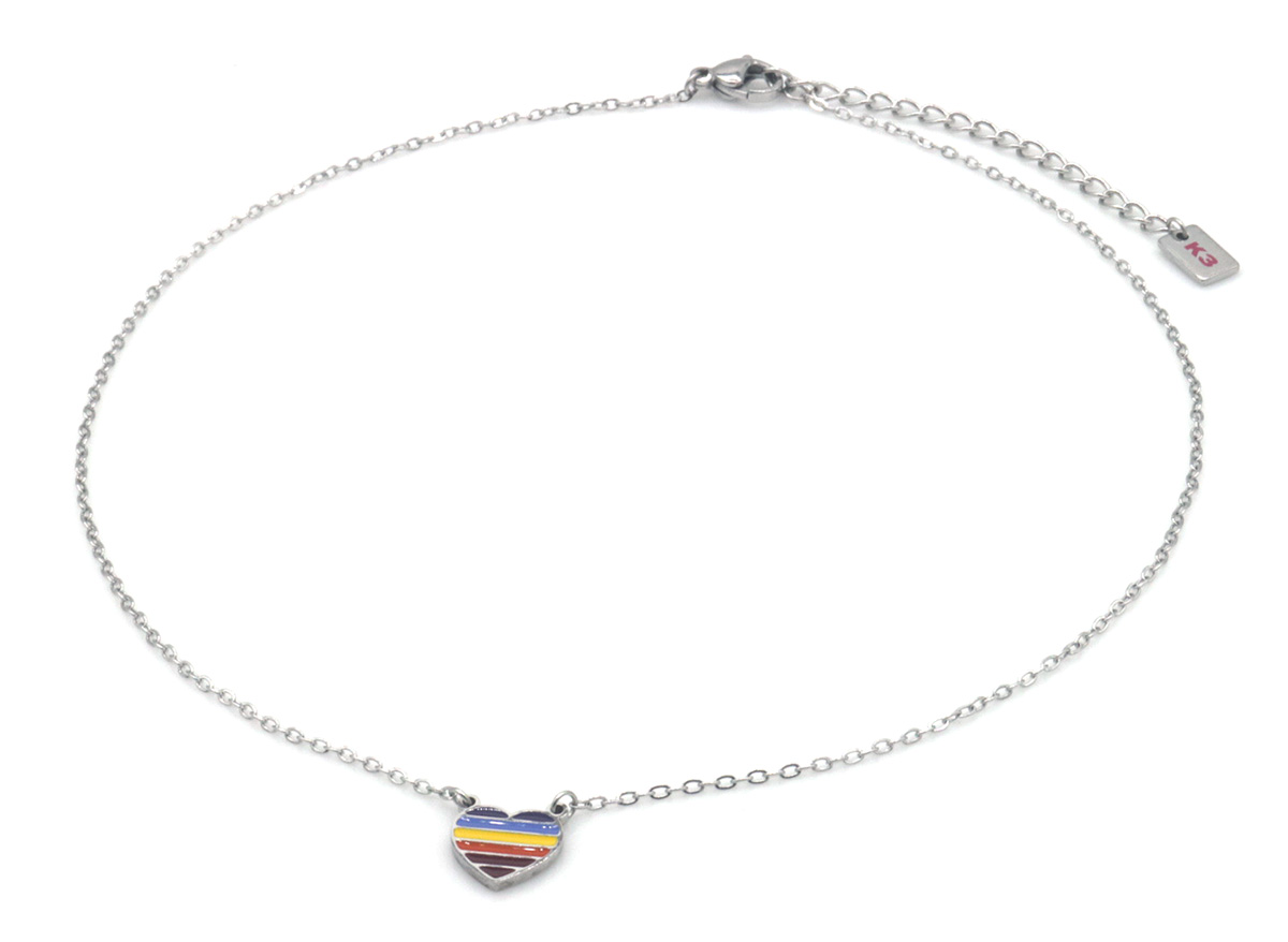 D-A4.5 K3-RBN005 S. Steel Necklace Heart