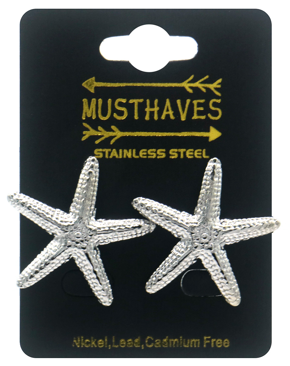 C-E7.5 E2567-029S S. Steel Earrings Starfish 3cm