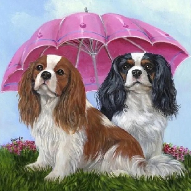 X-P1.3 DP2545010 Diamond Painting -Canvas 30x20cm - Painting 25x15cm Dogs