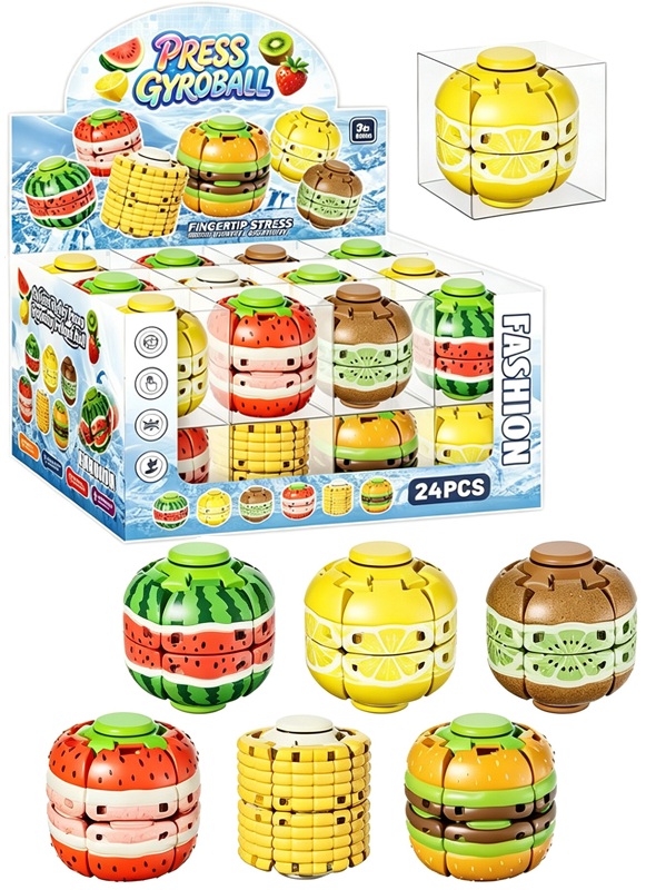 Y-F6.1 TOY2611-038 Gyroball Spinner Fruits Mix - 24pcs
