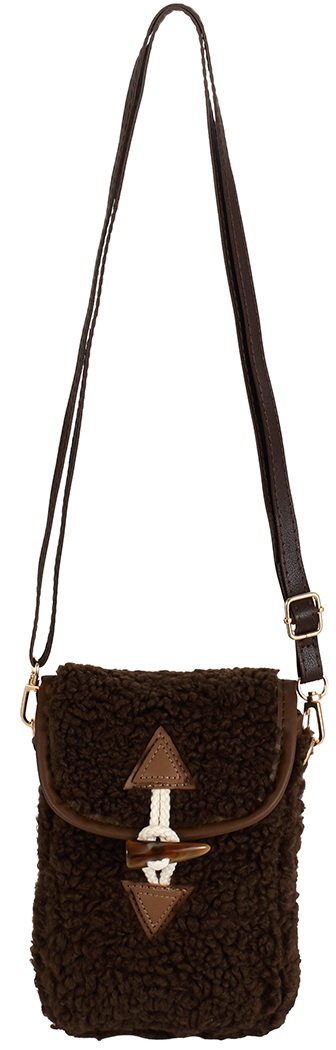R-D4.2  BAG1021-036-2 Shoulder Bag Teddy 21x16cm Dark Brown