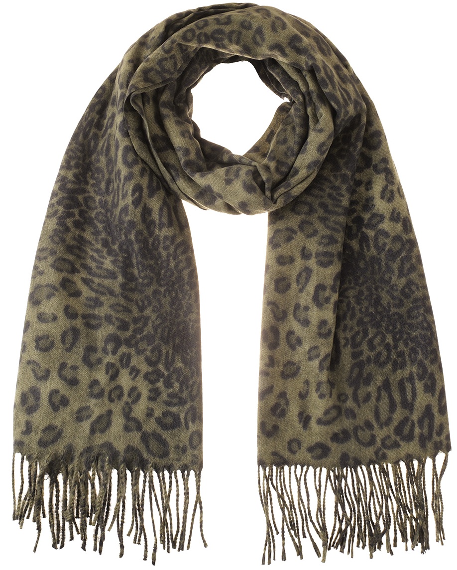 R-A4.2 SCARF405-649-2 Soft Scarf Leopard 180x70cm Green