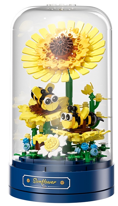 Z-F3.3 M01-1 Building Blocks Rotating Music Box 19.1x10.9cm - Sunflower