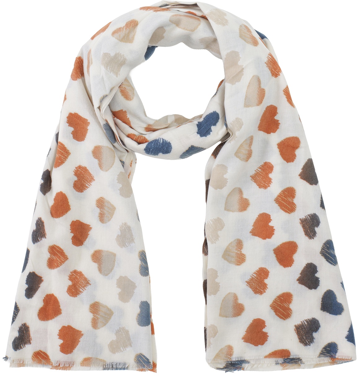 R-G4.1  SCARF405-731-4 Soft Scarf Hearts 180x90cm White