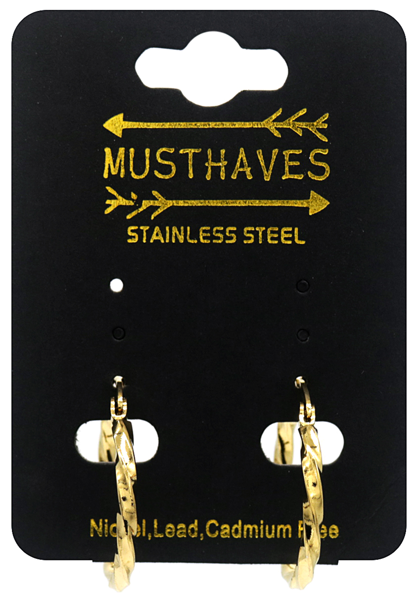 C-B4.3 E015-008G S. Steel Earring Twisted Hoop 2.5cm