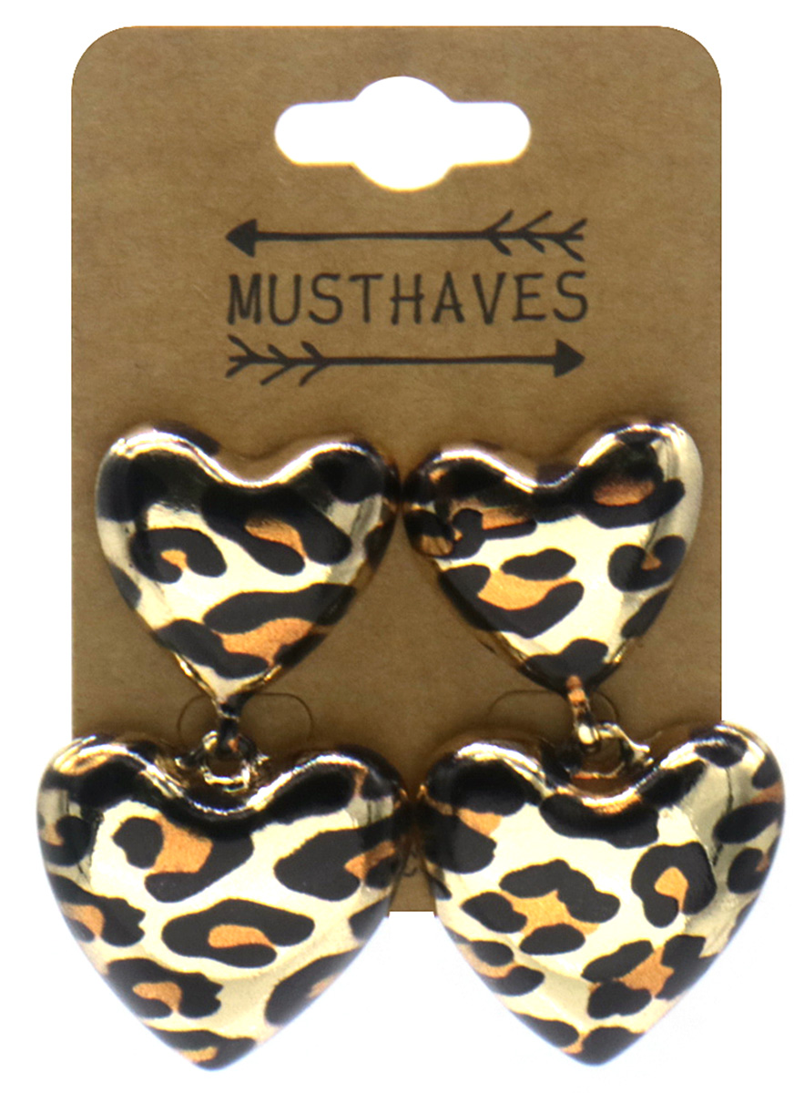 A-C7.5 E2591-083 Fashion Earrings Hearts 5cm Leopard