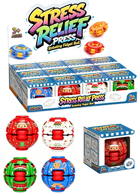 T-A3.1 TOY2611-006 Rotating Fidget Ball Spinner Christmas- 12pcs