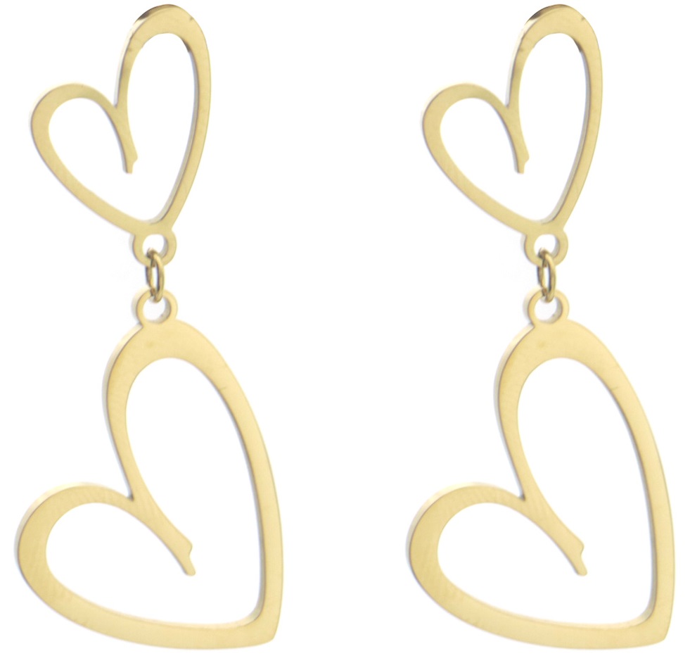 E-D15.3 E091-126G S. Steel Earrings Hearts 4.5cm