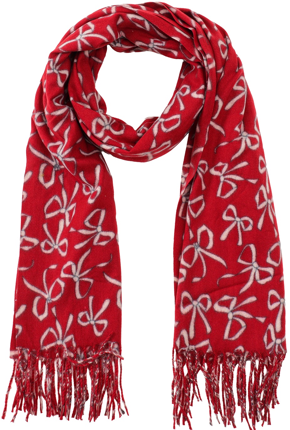 Q-L8.1 SCARF405-658-4 Soft Scarf Bows 180x70cm Red
