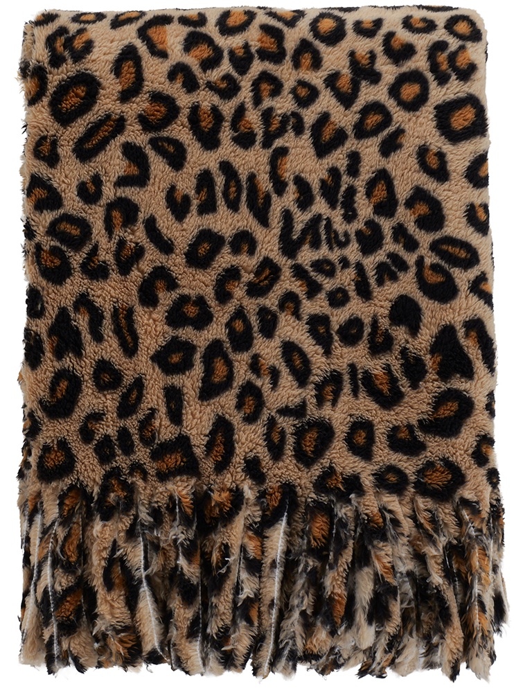Z-E3.4 SCARF1006-003 Soft Fluffy Scarf Leopard 160x60cm Brown