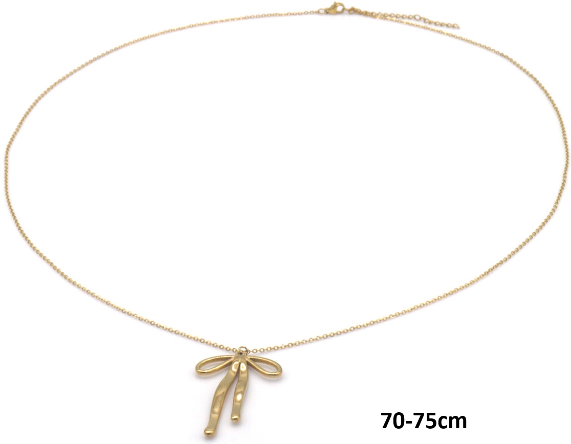A-C3.2 N2556-041G Long S. Steel Necklace Bow 70-75cm