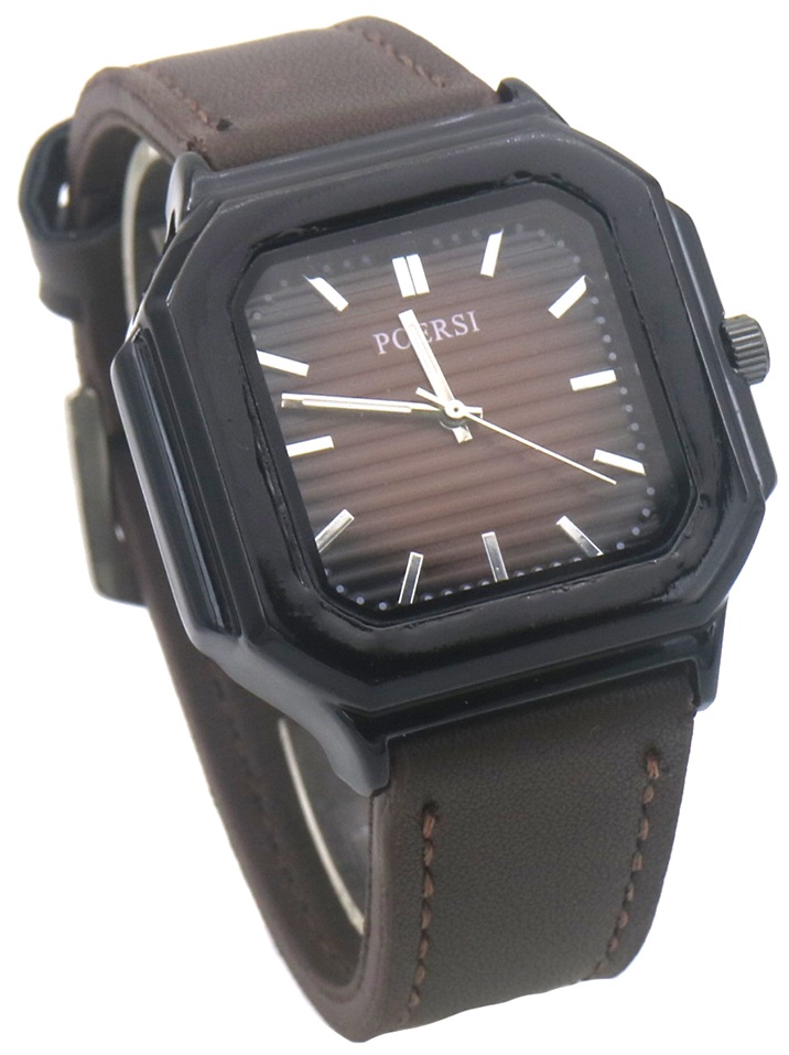 C-F6.3 W002-115-4 Quartz Watch PU Strap Dark Brown