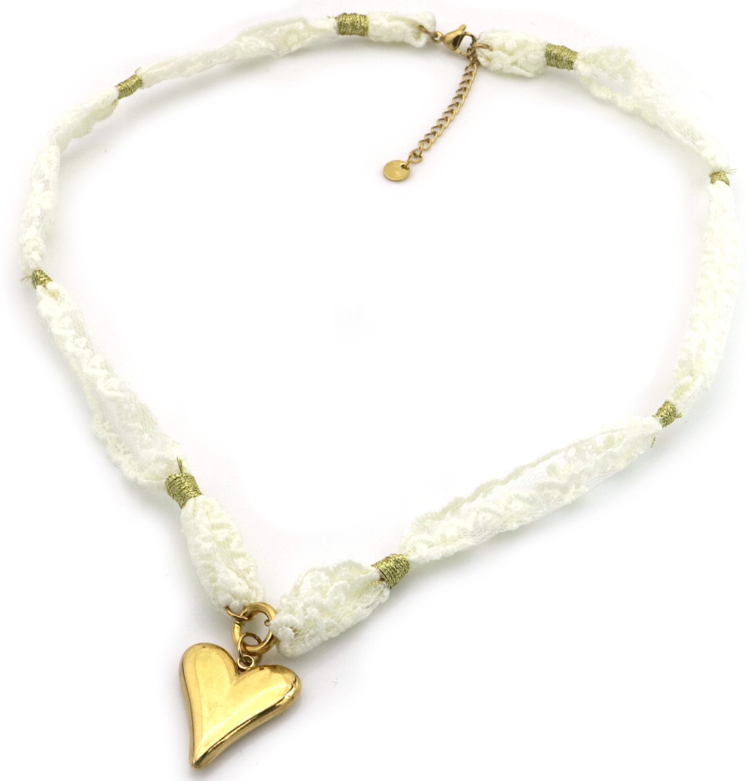 J-D2.2 N2524-006 S. Steel Fabric Necklace Heart 50-55cm