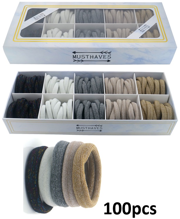 T-E3.1 H922-002-2 Elastics Glitters Mixed in Box - 100pcs