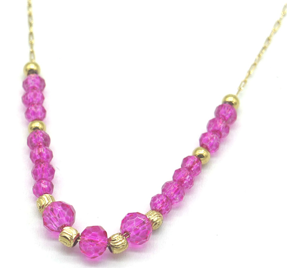 D-D7.4 N623-001B S. Steel Necklace Glass 39-44cm Purple