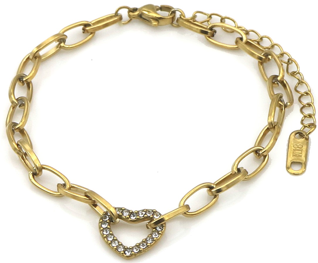 A-C9.3 B25106-058G S. Steel Bracelet Heart 16-21cm