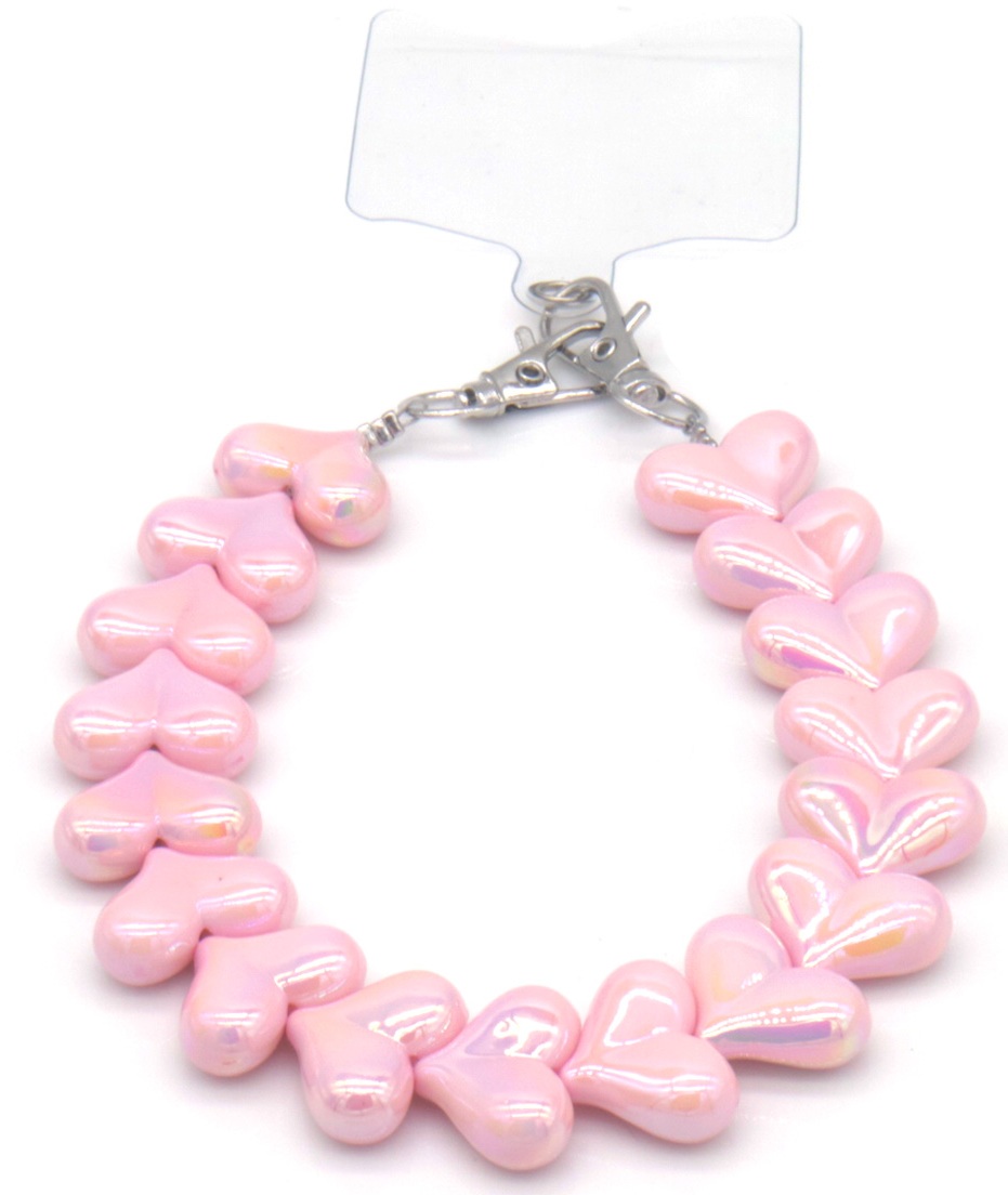 C-E25.2 KEY1026-001-7 Phone Cord Hearts Pink