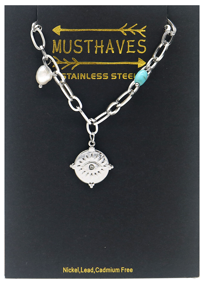 D-B4.2 B220-013S S. Steel Bracelet Charm and Pearl Silver