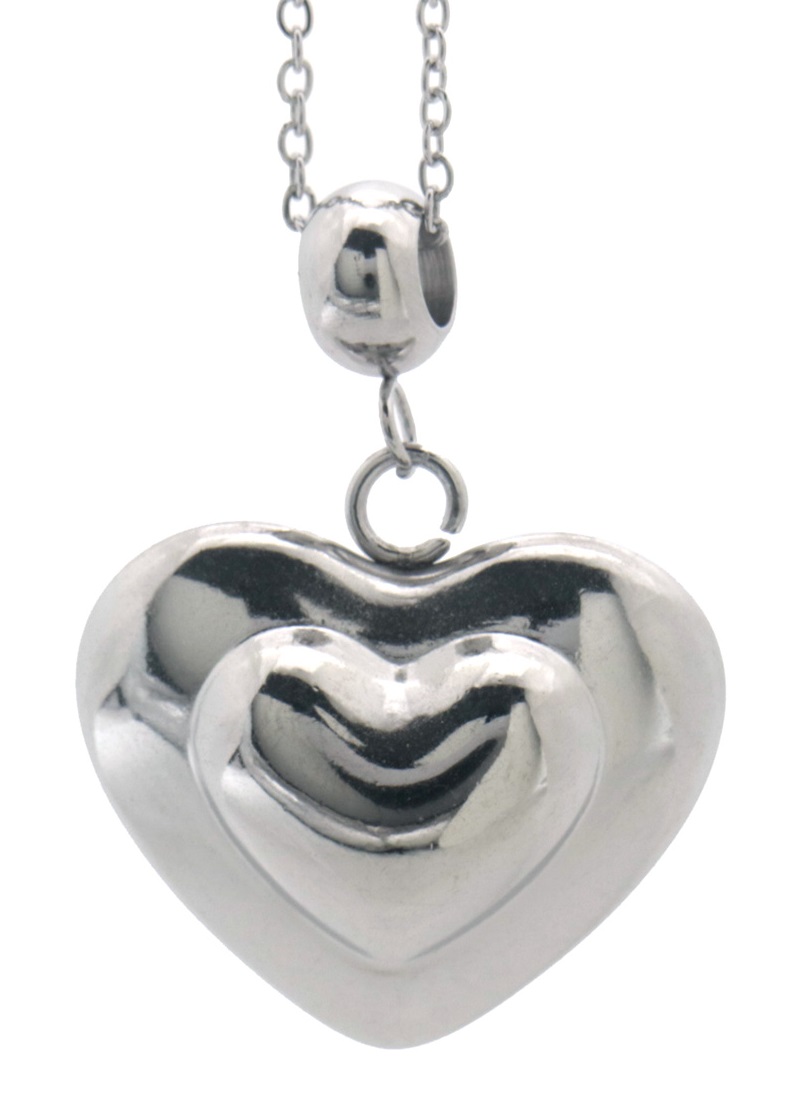 J-B4.1 N2517-025S S. Steel Necklace 2.5cm Heart 40 - 45cm