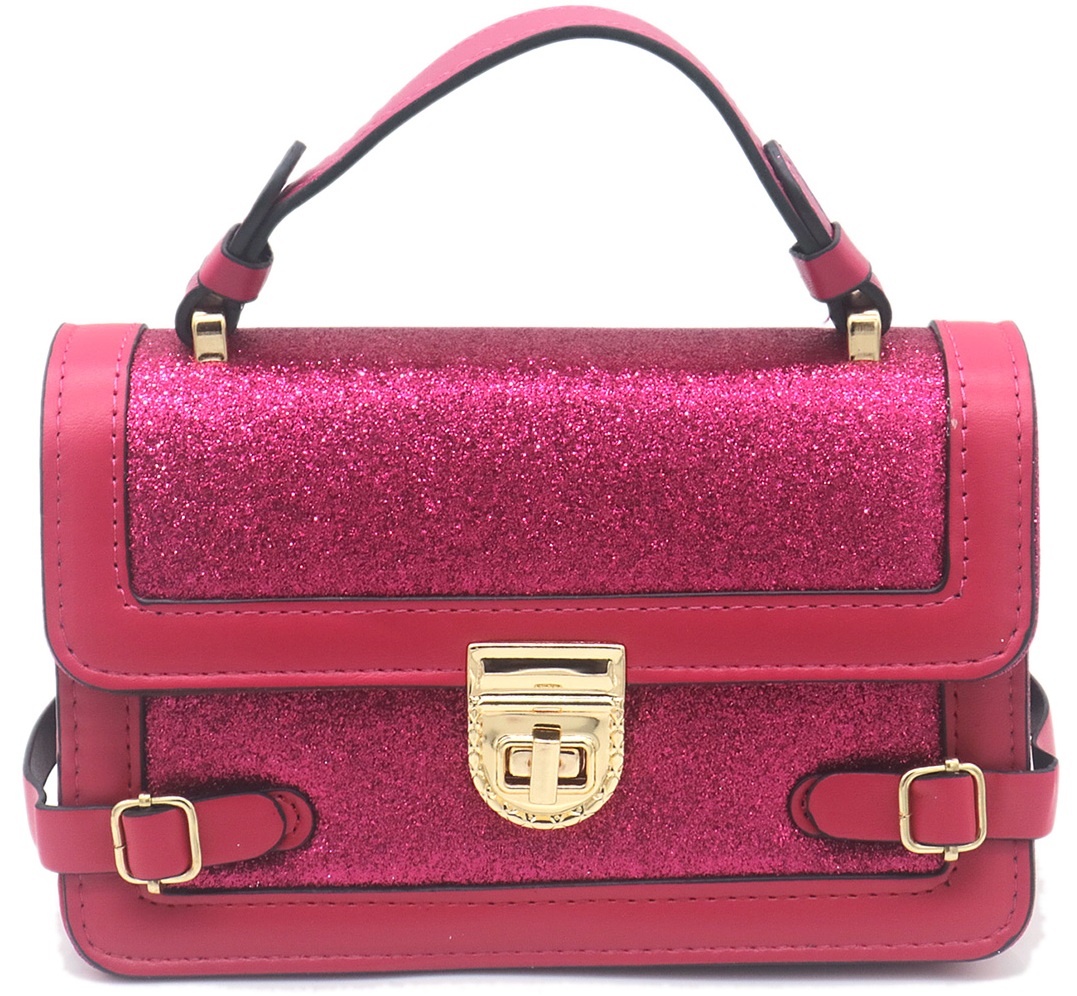 Z-F6.6  BAG1016-002-3 Pu Bag Glitters 19.5x12.5x7cm Pink