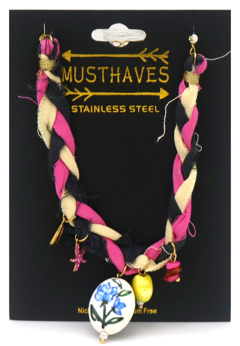 J-F6.1 B221-504-1 Rope Bracelet S. Steel Charms 16-21cm