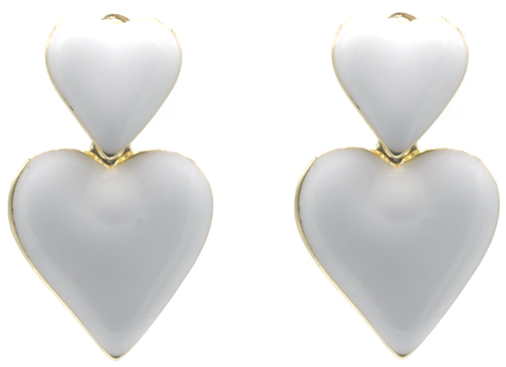 A-F2.1 E2591-080-1 Fashion Earrings Hearts 3.5cm White