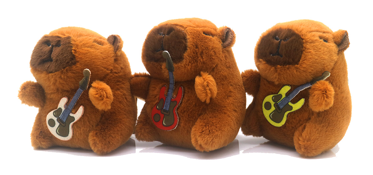 Y-F5.1 KY2521-070 Keychain Plush Capybara 11cm Guitar