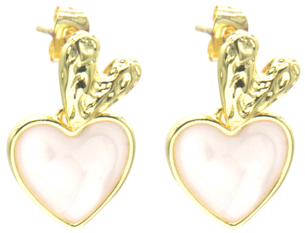B-D17.5 E2591-077-1 Fashion Earrings Heart 2.2cm White