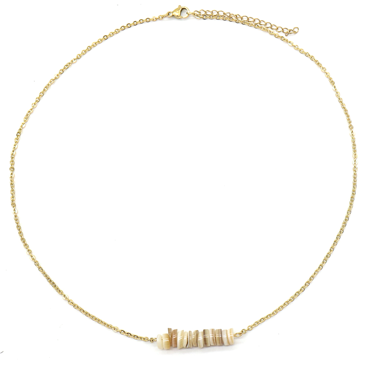 E-C11.1 N2121-012G S. Steel Necklace with Stones Gold