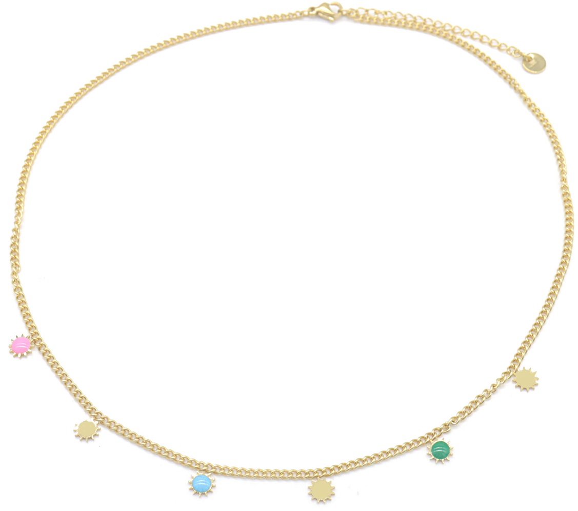 B-B1.1 N835-029G S. Steel Necklace Suns