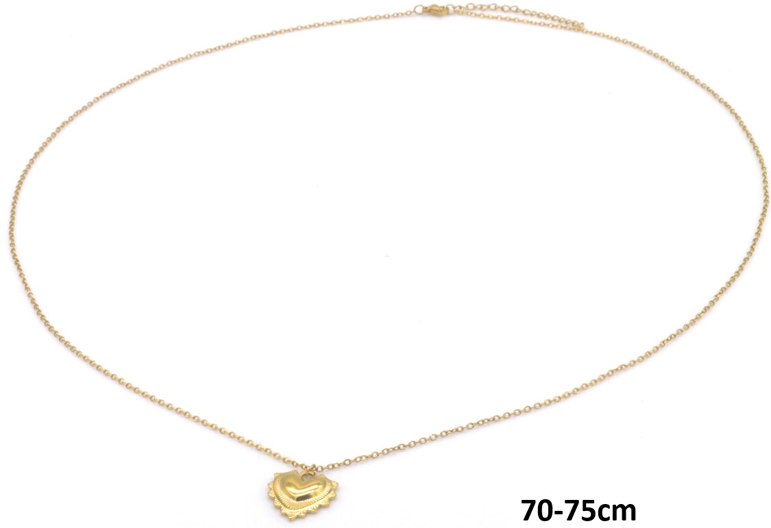 F-F21.3 N2556-047G Long S. Steel Necklace Heart 70-75cm