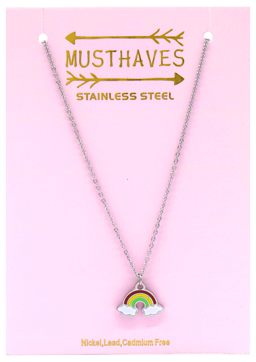 H-E21.2 N221-311S S. Steel Kids Necklace 15mm Rainbow 35-41cm