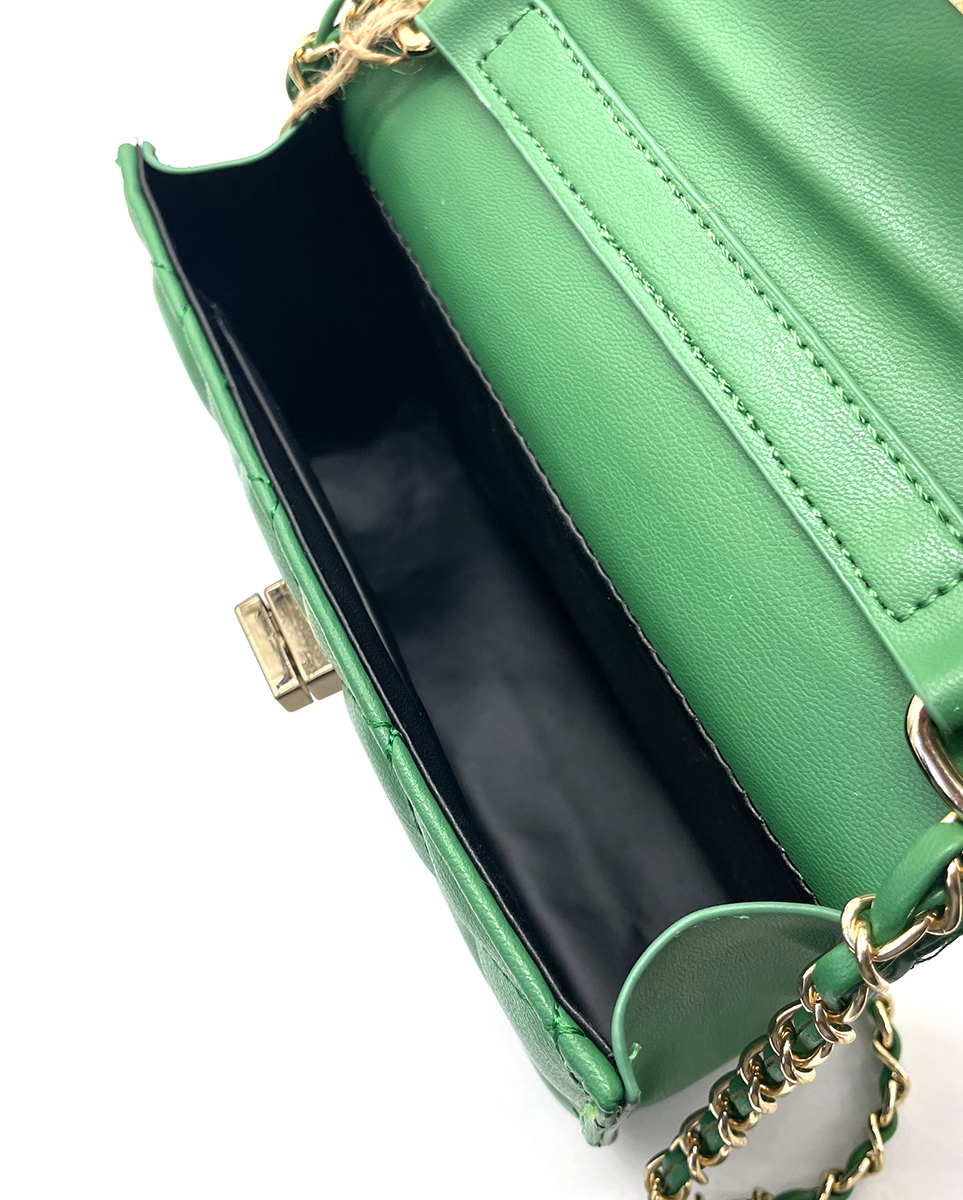R-J2.1 BAG202-102 PU Bag Checkered 17.5x13x5.5cm Green