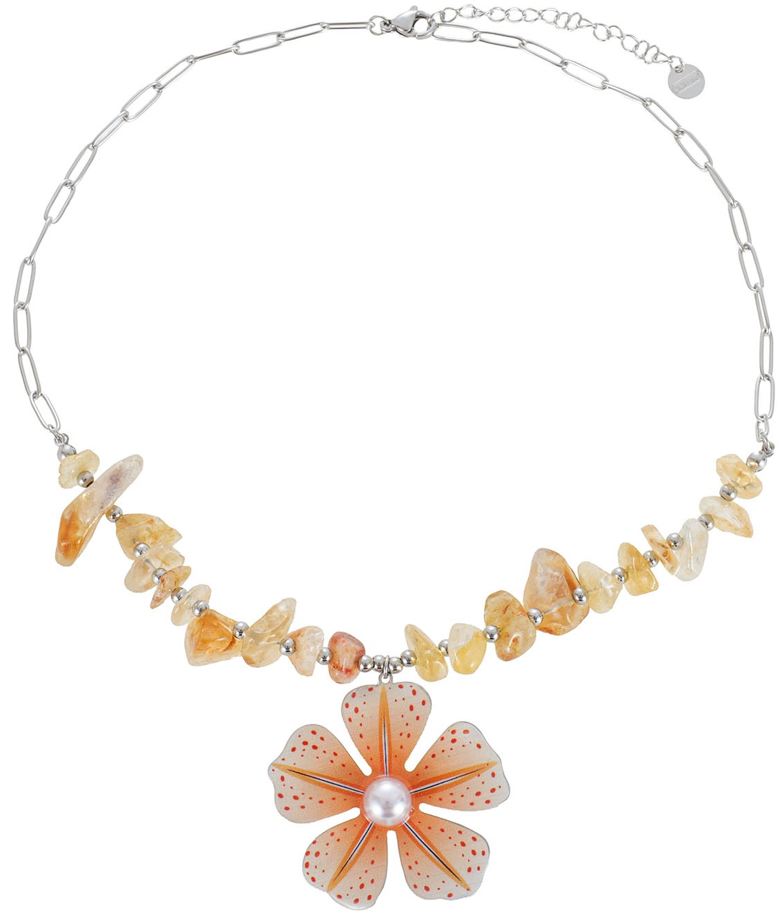 G-B10.2 N1160-028S S. Steel Necklace Stones-Flower 40-45cm
