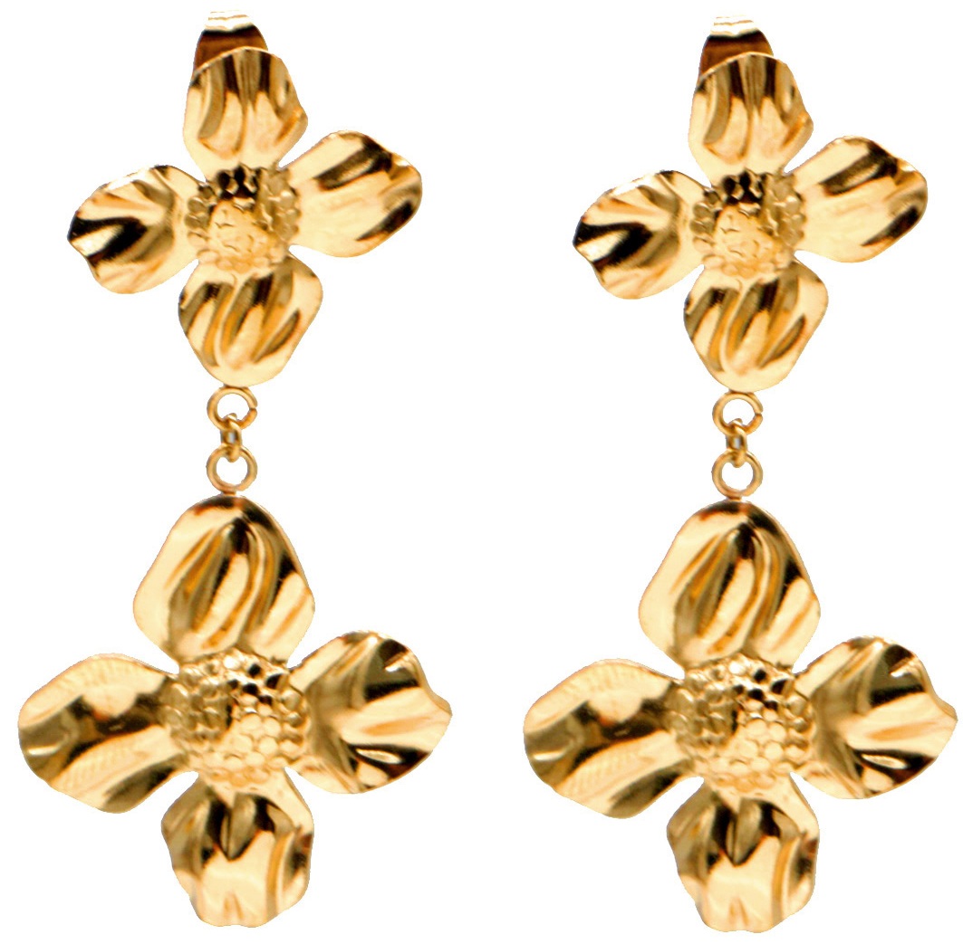 E-A18.5 E2583-077G S. Steel Earrings Flowers 5cm