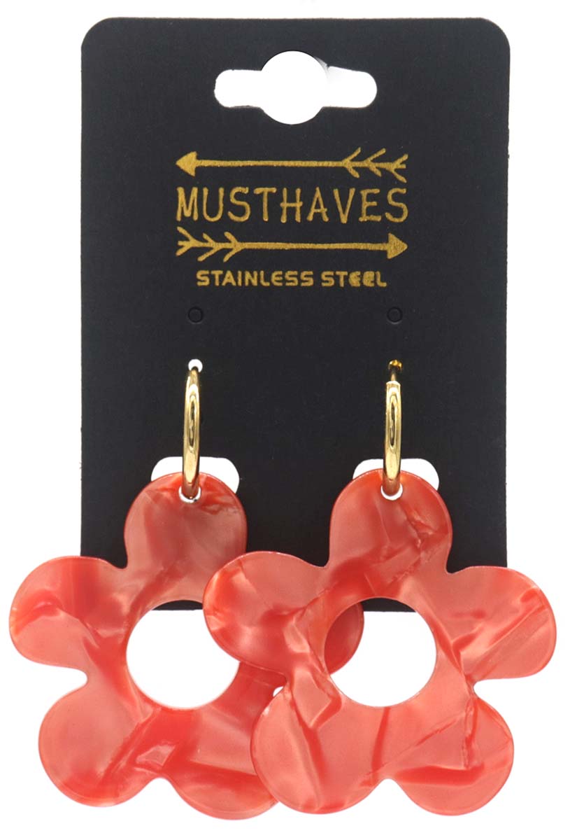F-B7.3 E221-530 No. 2 S. Steel Earrings Flower 5cm