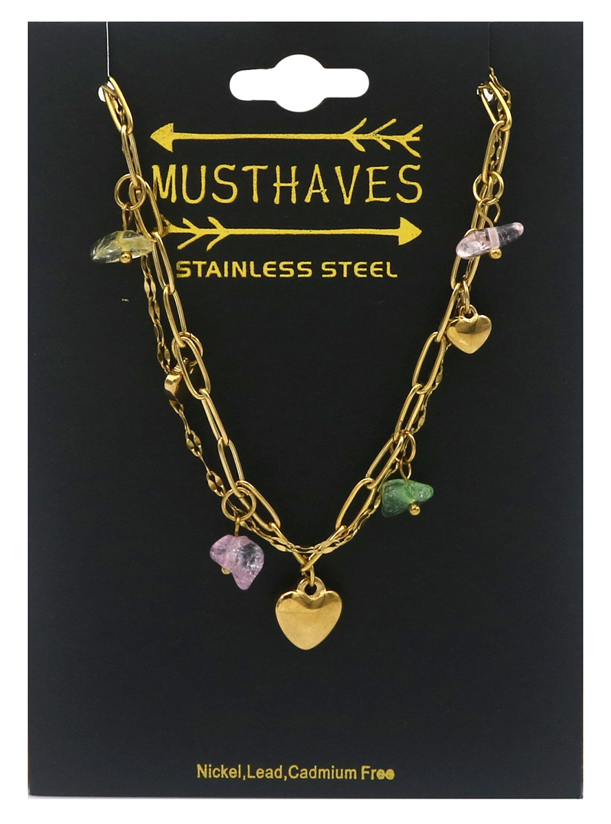 A-B11.2 B2583-032G-5 S. Steel Bracelet Hearts - Stones 16-21cm Multi