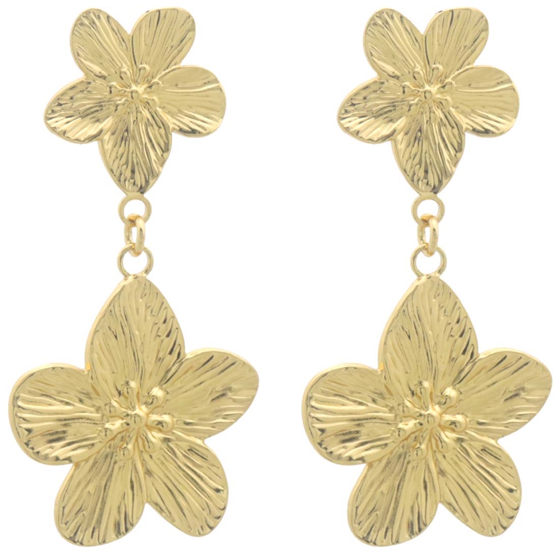 F-A20.4 E2503-014G S. Steel Earrings Flowers 5.5x2.5cm