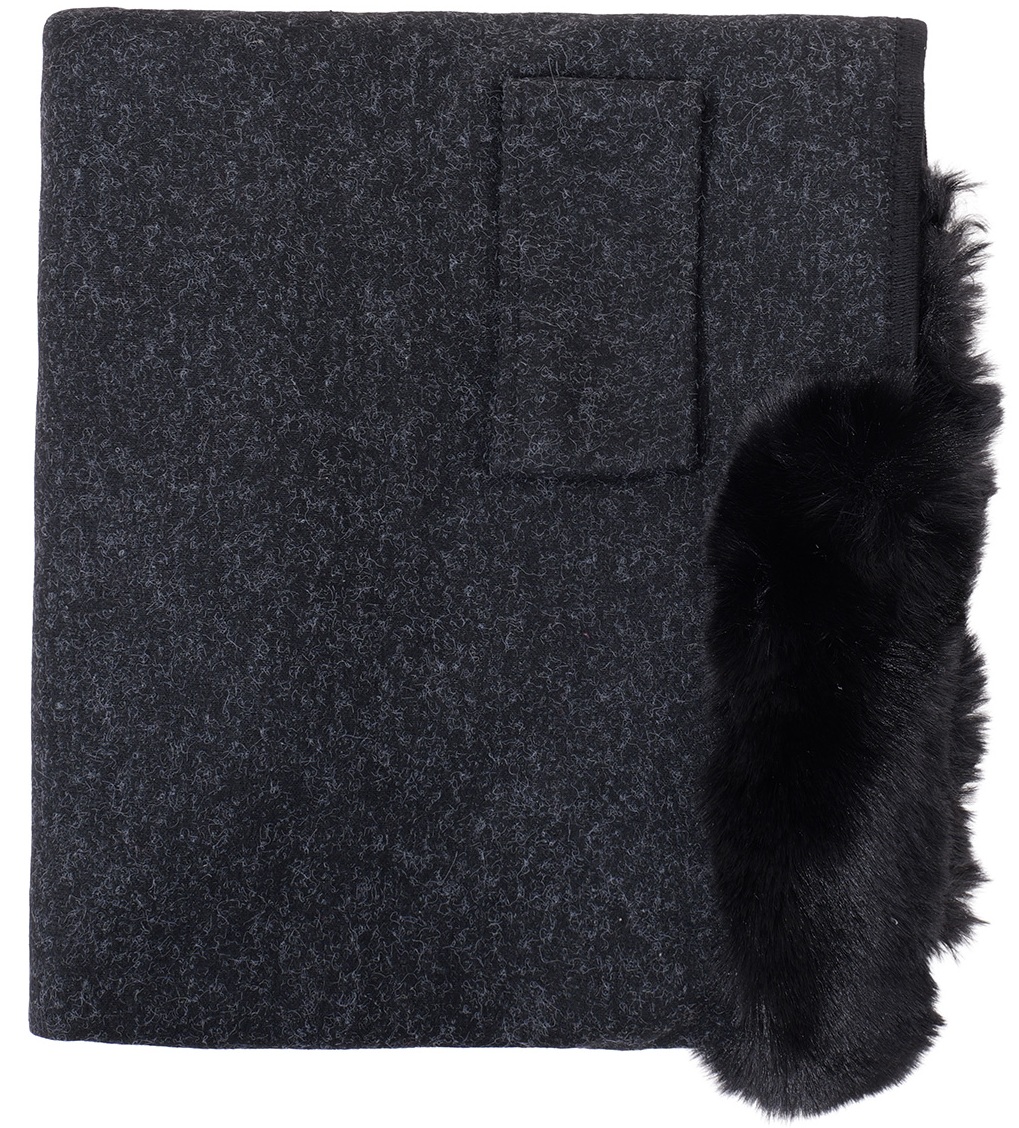 Q-J2.1  SCARF1005-003-4 Luxury Poncho Faux Fur Black Q-J2.1  SCARF1005-003-4 Luxury Poncho Faux Fur Black