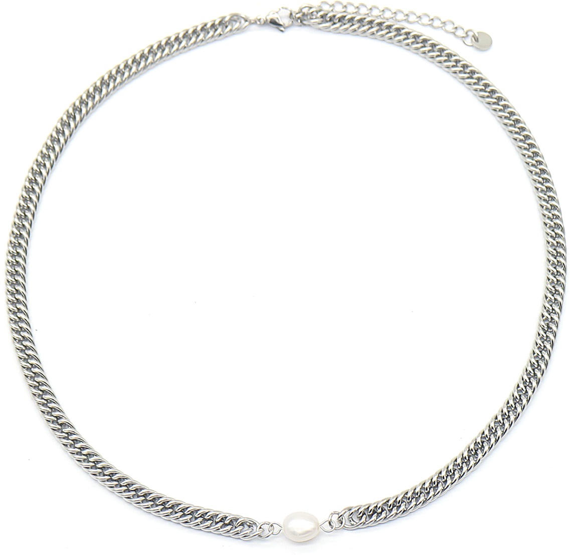 I-E2.1 N220-053S S. Steel Necklace Pearl