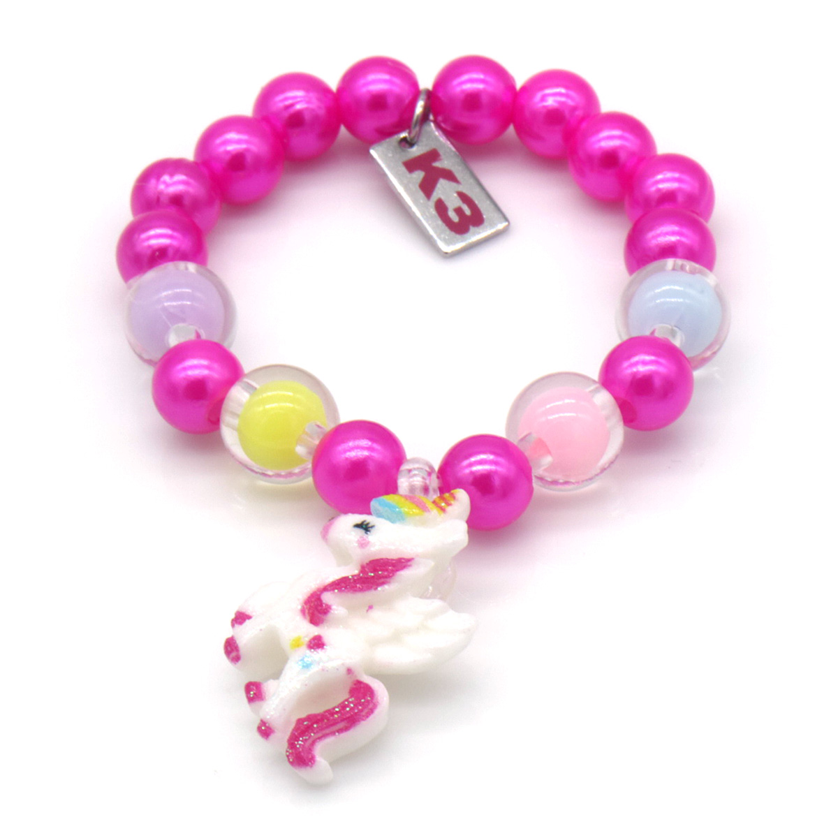 C-A15.2 K3-ZSB026 Bijoux Armband Roze met Eenhoorn