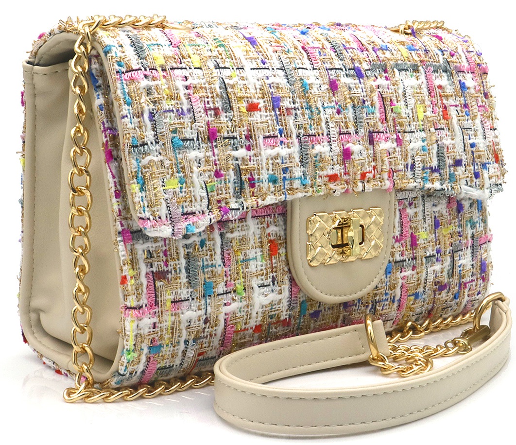 T-P3.1 BAG1020-002-2 PU Bag with Fabric 22.5x16x9.5cm Multi Color