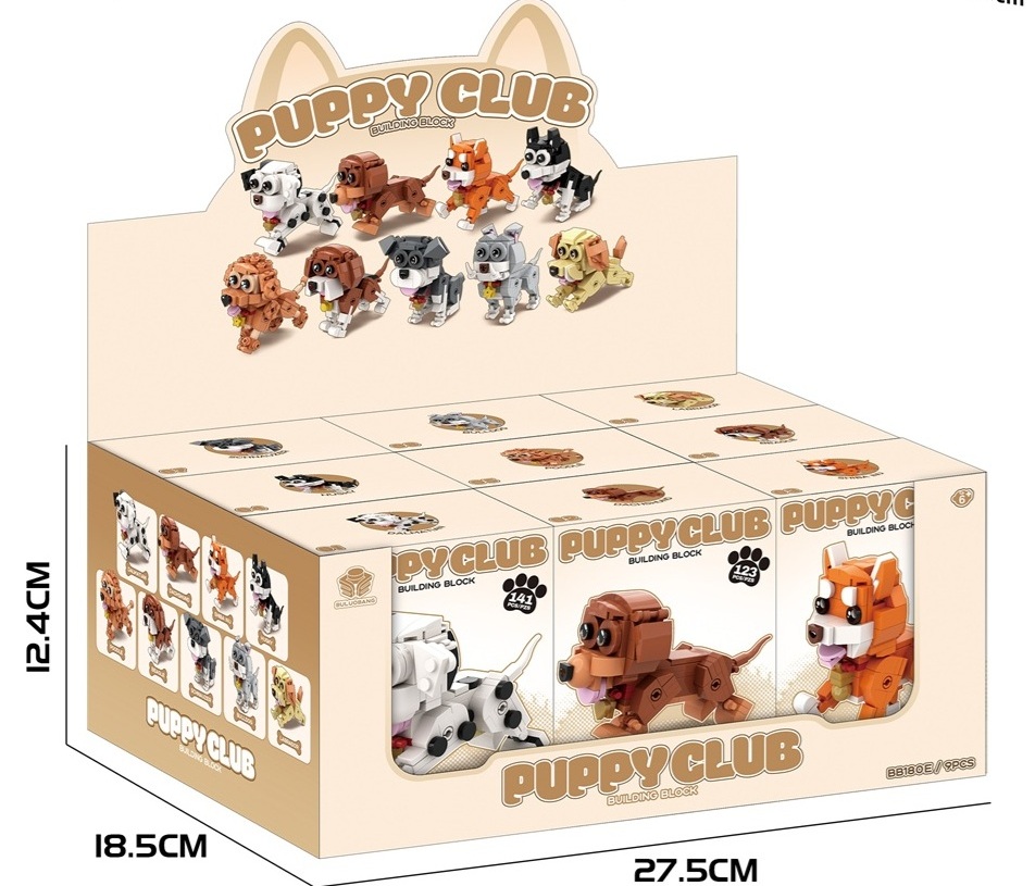 Y-E4.4  BB180E Buidling Blocks Dogs - 9pcs in Display