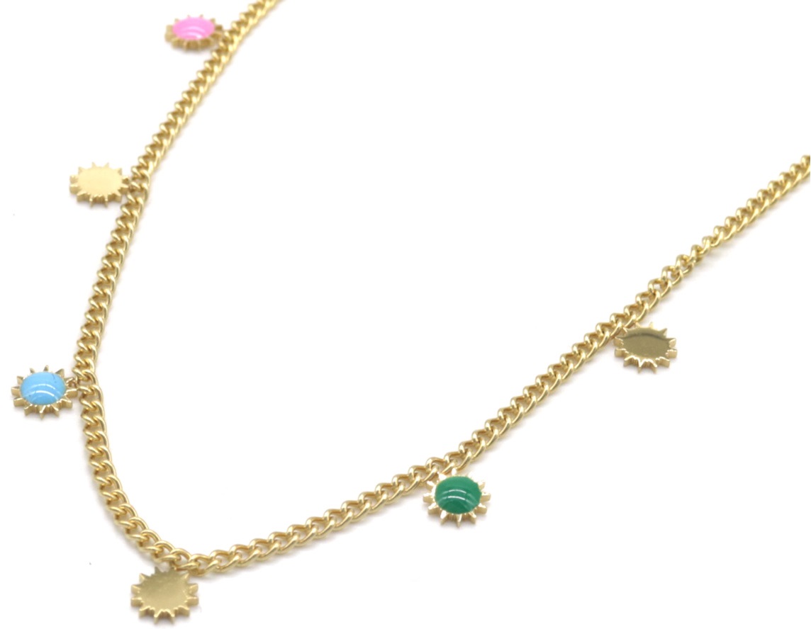 B-B1.1 N835-029G S. Steel Necklace Suns