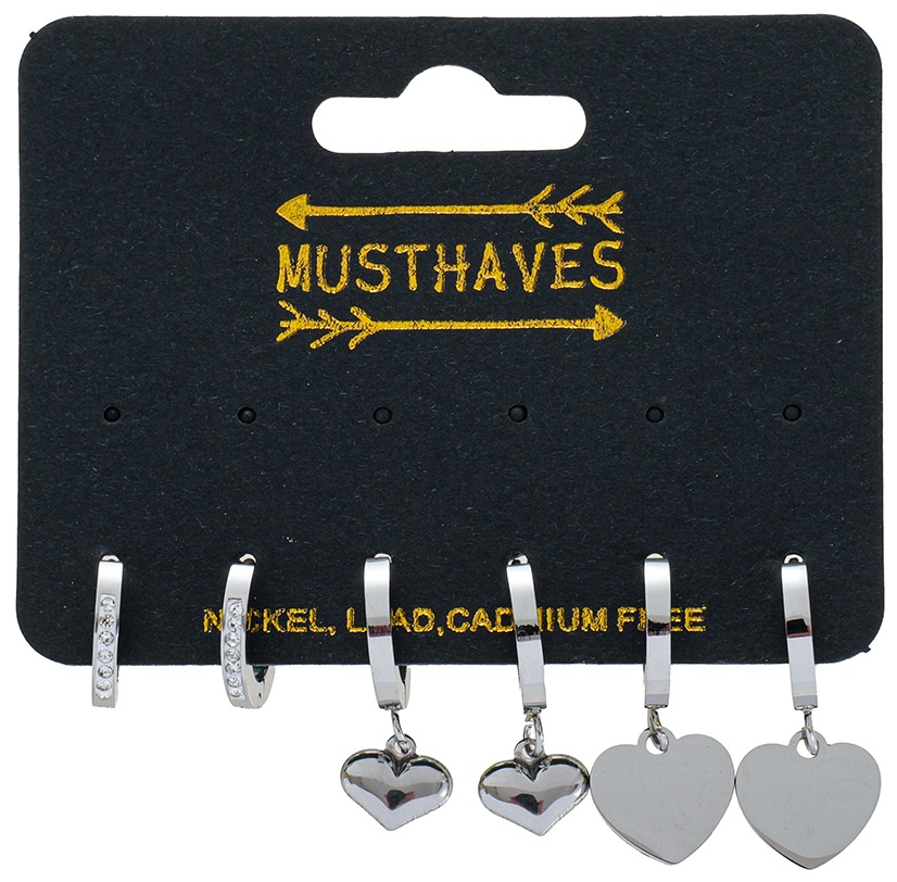 H-F7.3  E1131-076S S. Steel Earring Set 3 Pairs