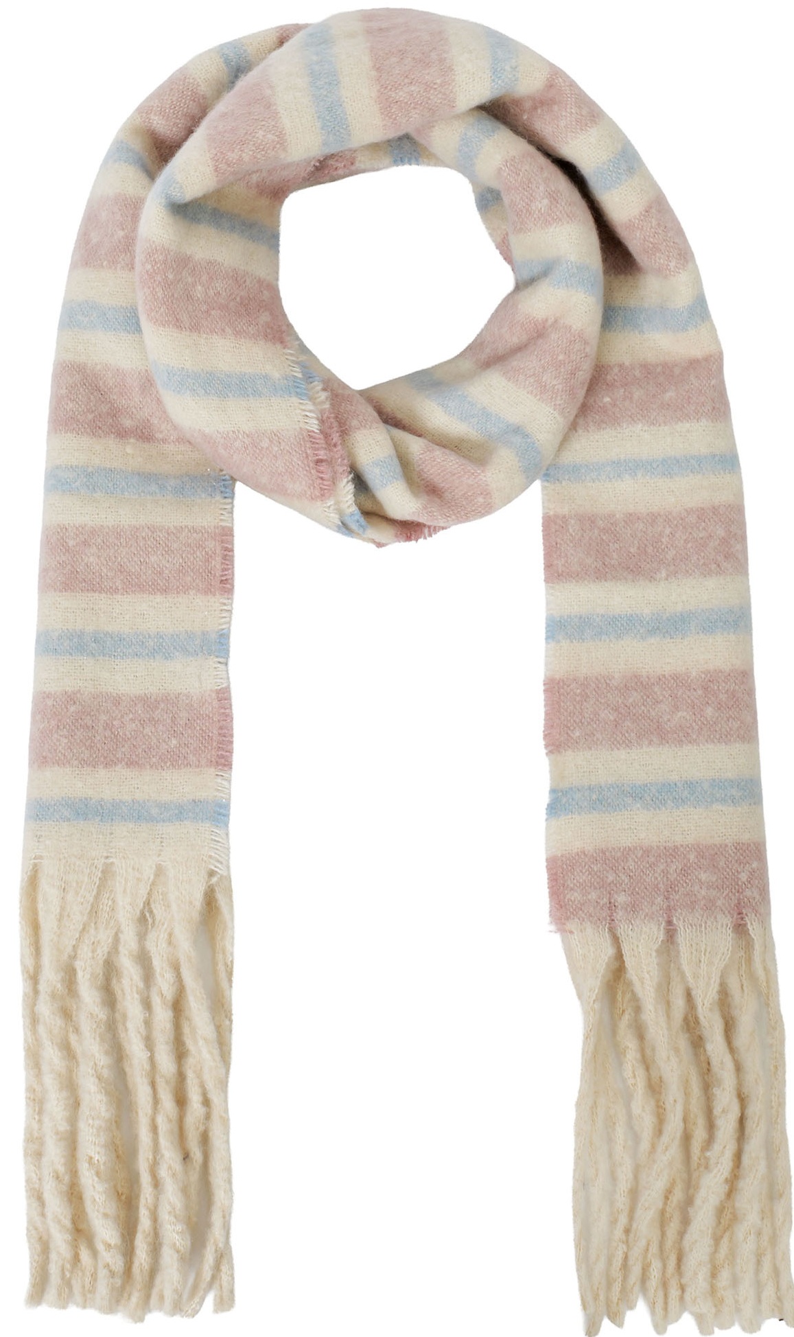 T-K2.1 SCARF1107-042-4 Winter Scarf Stripes 190x40cm Blue-Pink